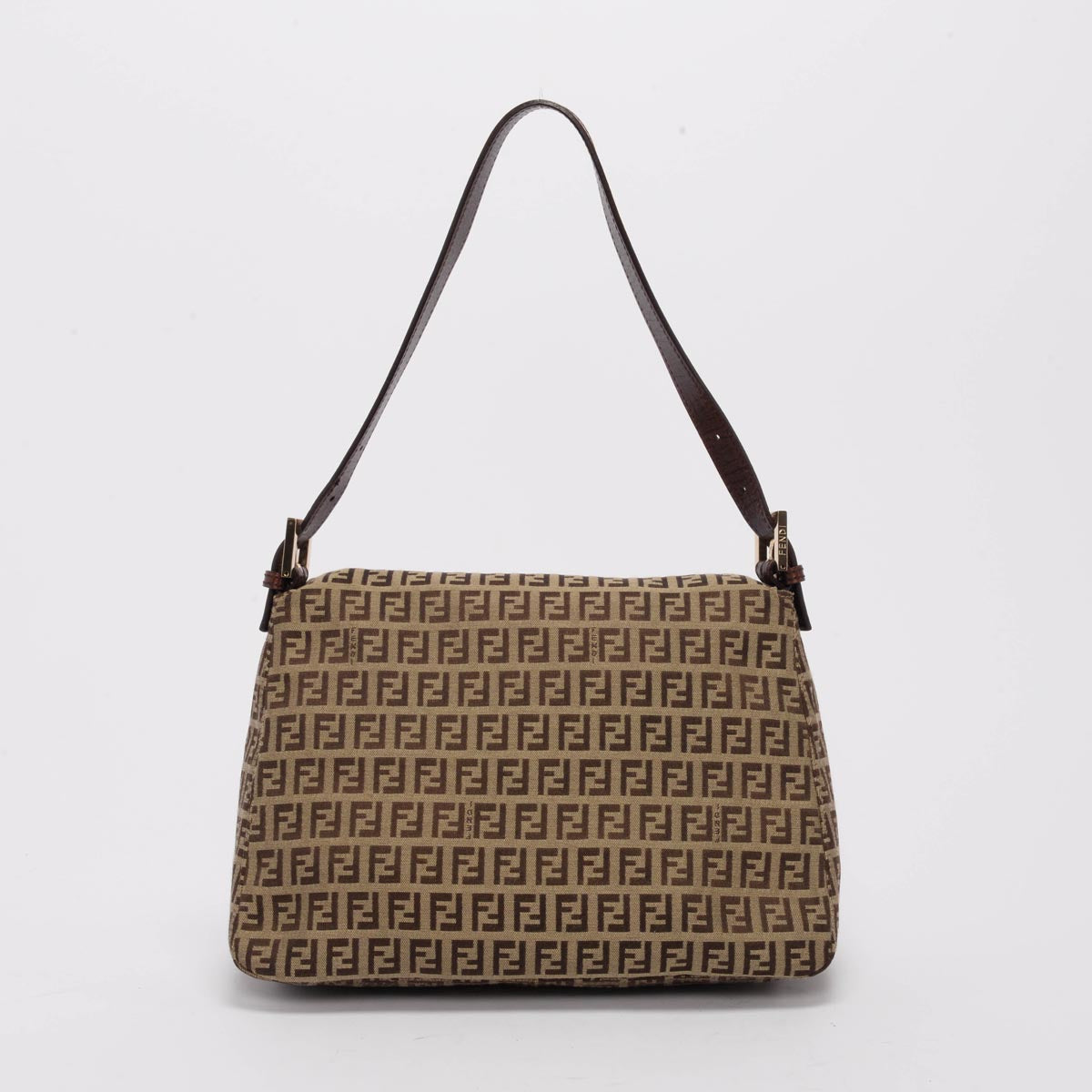 Fendi Brown Zucchino Canvas Mamma Baguette Bag