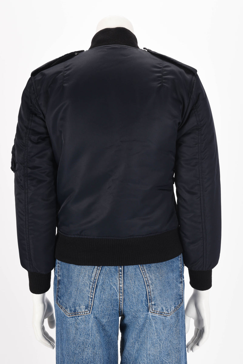Saint Laurent Navy Nylon Bomber Jacket FR 34