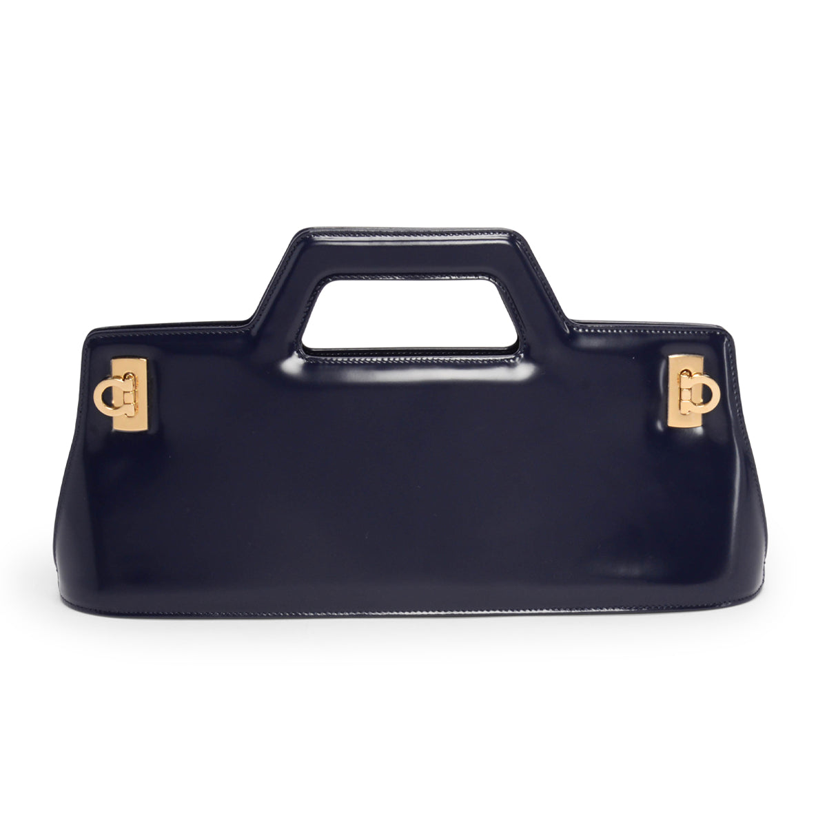 Ferragamo Navy Hi-Shine Wanda East West Bag