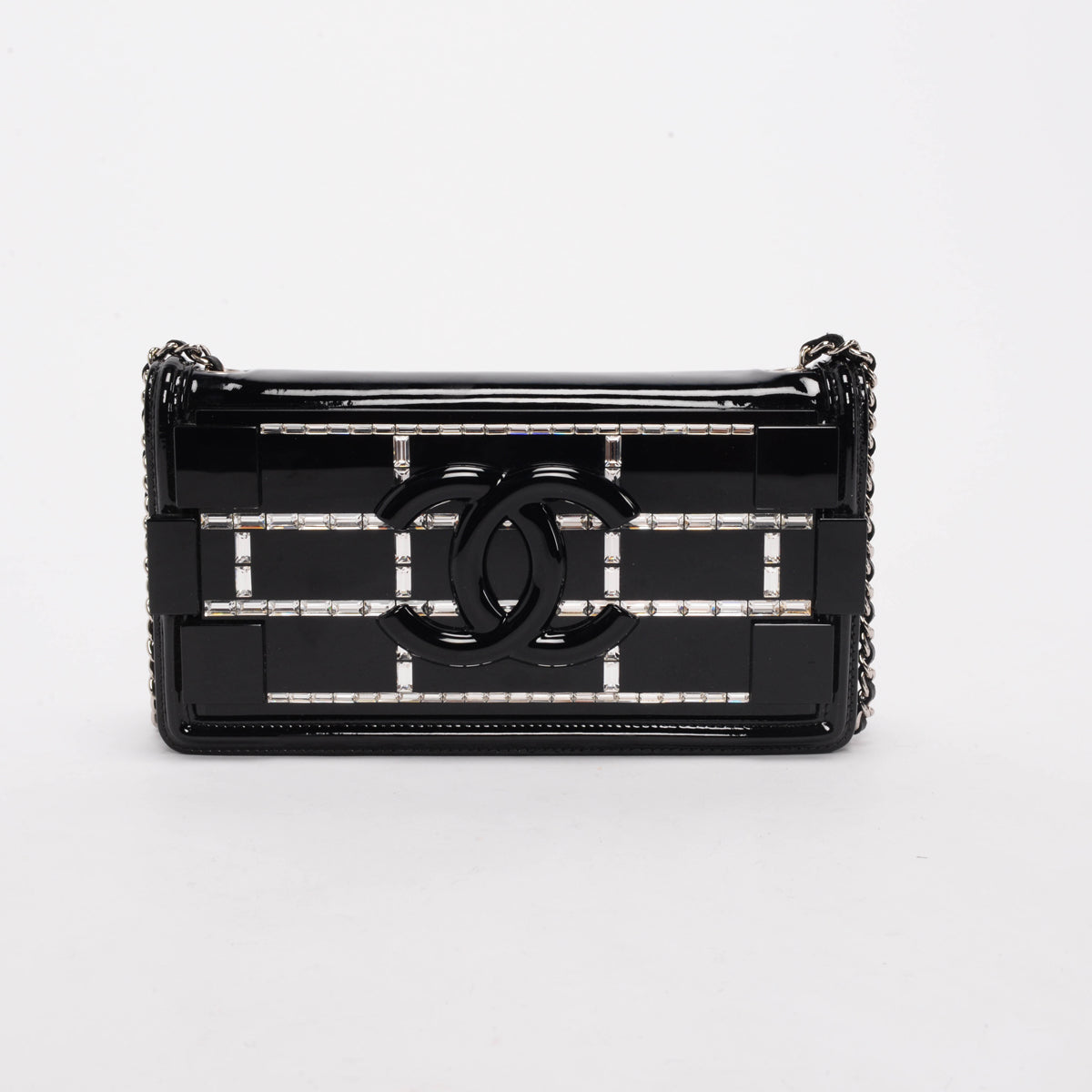 Chanel Black Patent & Crystal Boy Brick Flap Bag