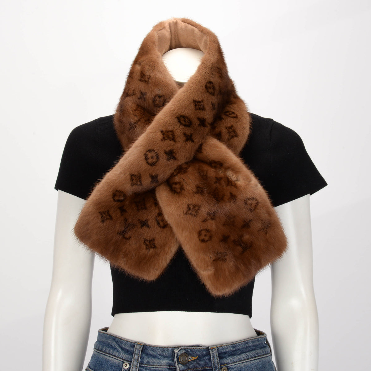 Louis Vuitton Brown Monogram Mink Scarf