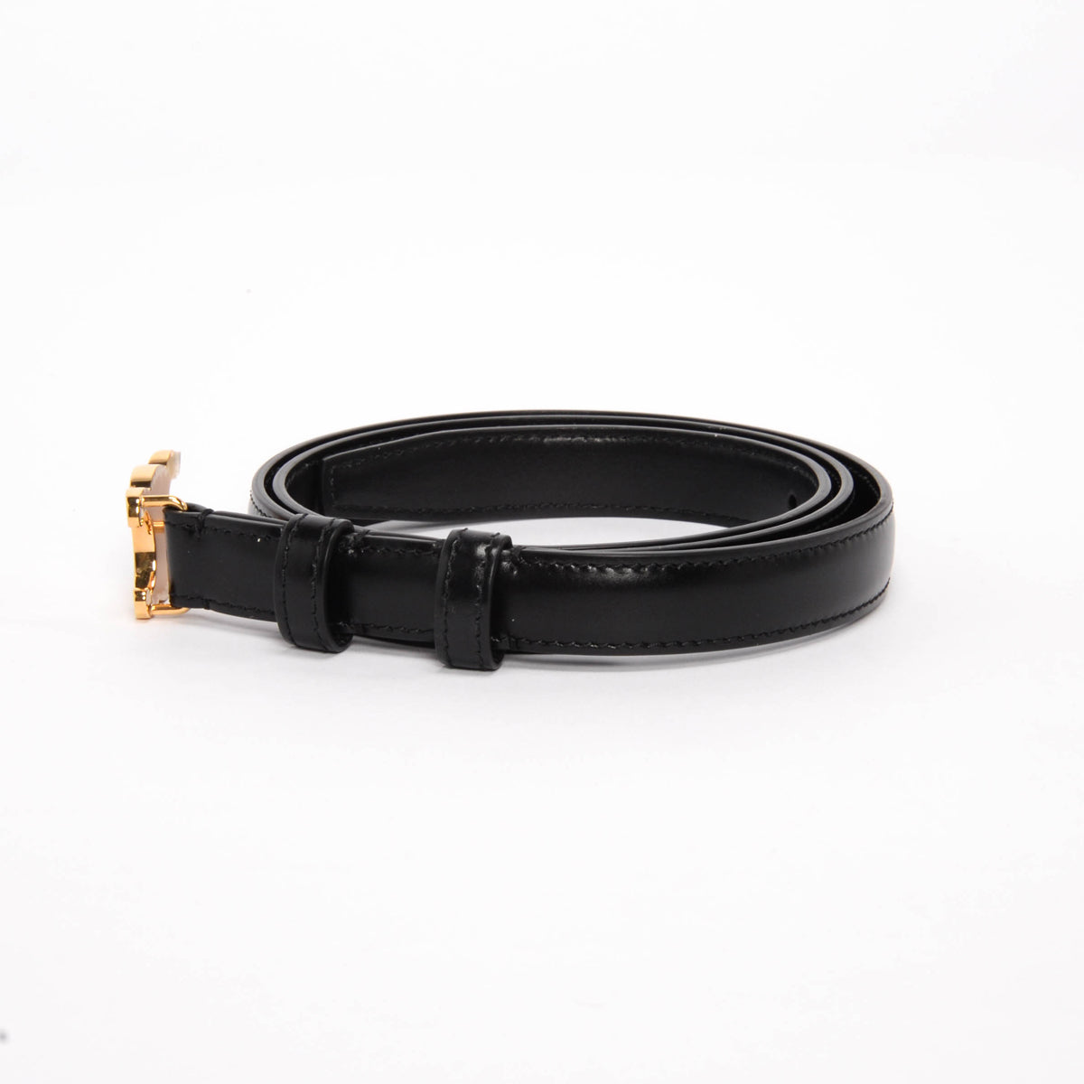 Celine Black Taurillon Triomphe 18mm Belt