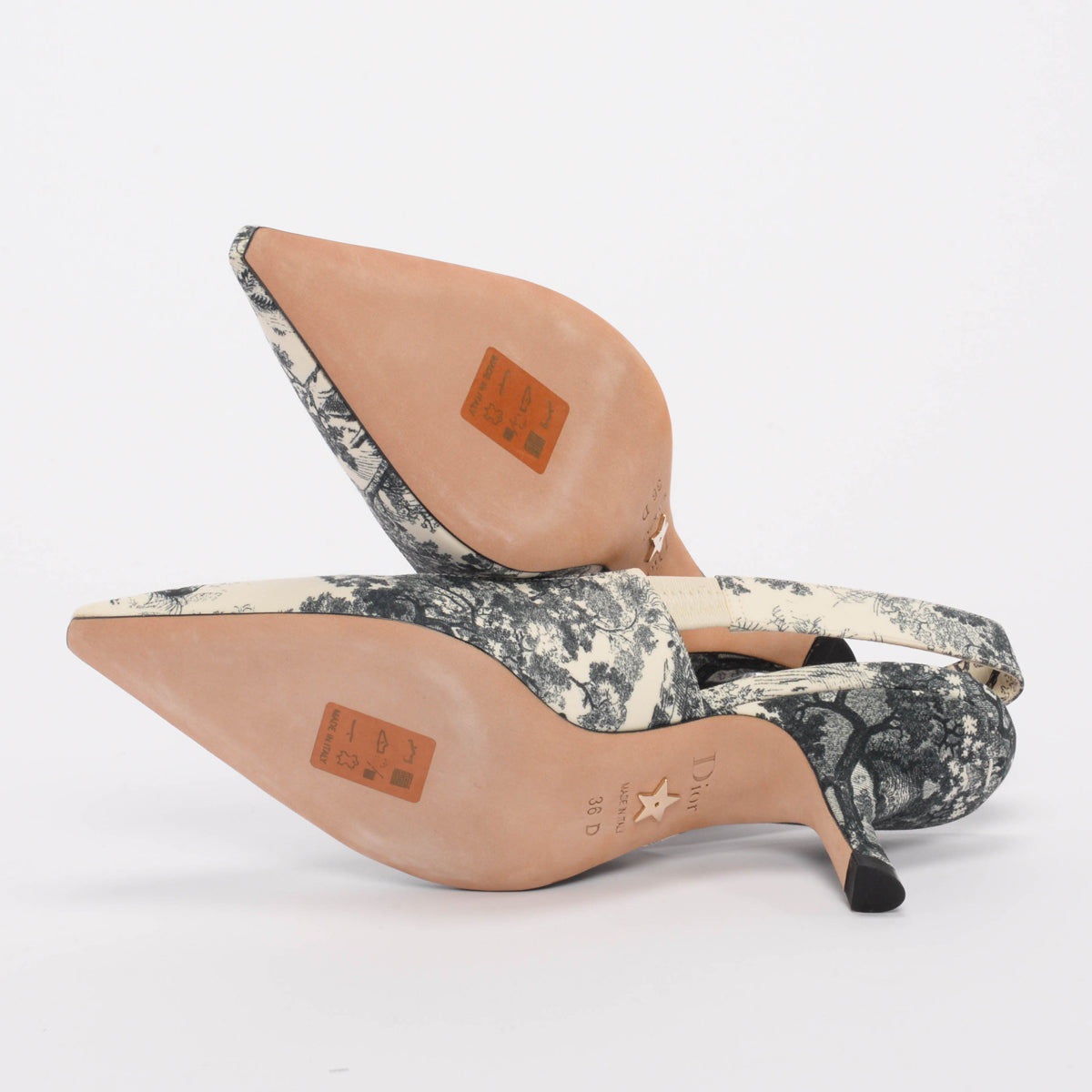 Dior Blue Toile De Jouy Sweet D Slingback Pumps 36