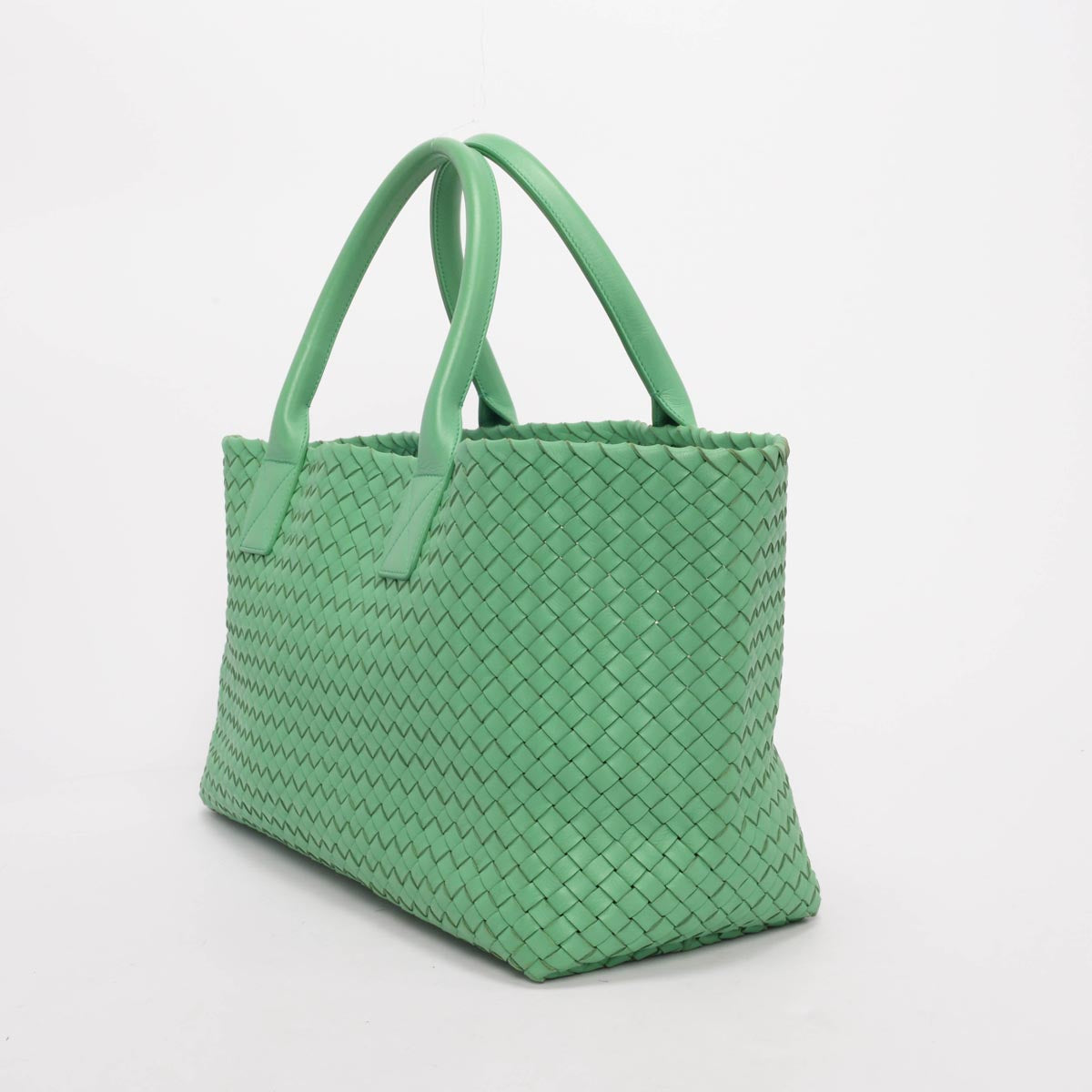 Bottega Veneta Trefle Green Intrecciato Medium Cabat Tote