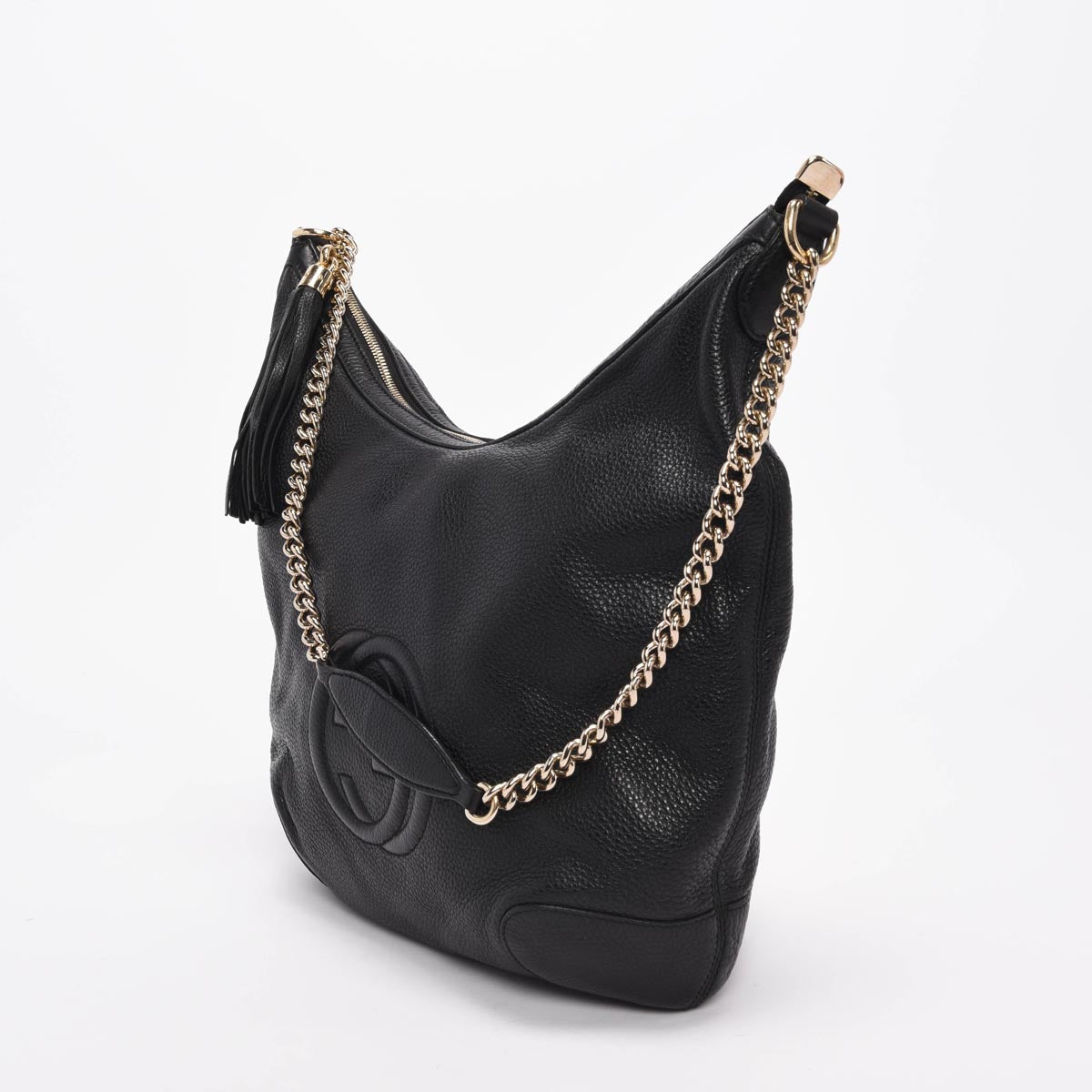 Gucci Black Grained Calfskin Soho Chain Shoulder Bag