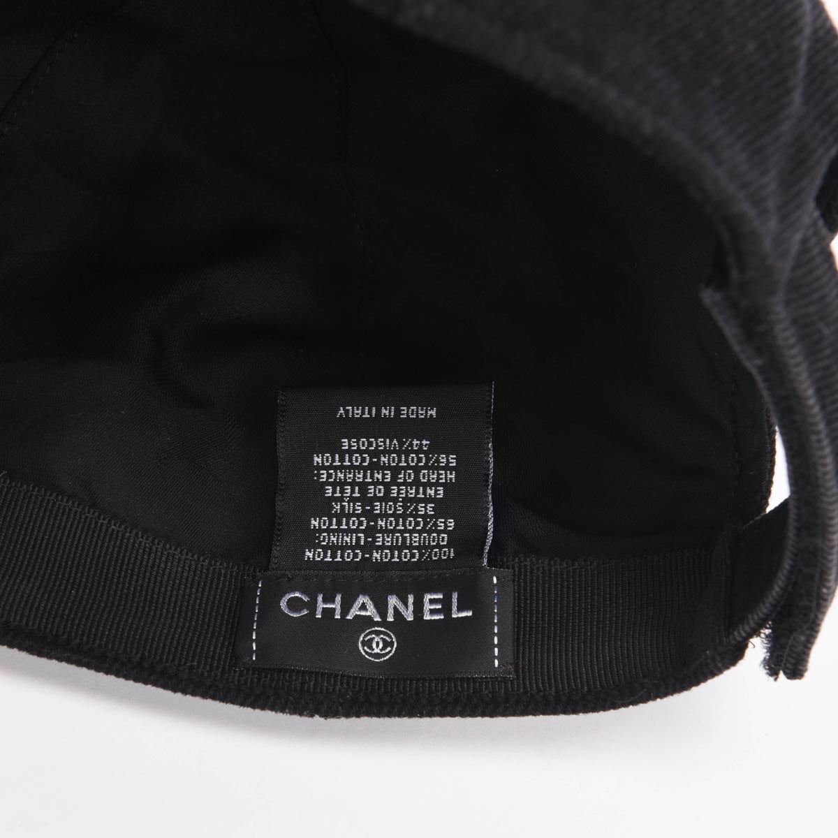 Chanel Black Denim Crystal CC Cap