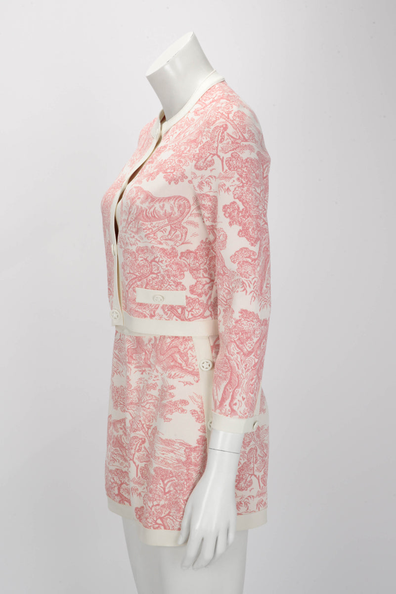 Dior Pink Toile de Jouy Sauvage Cropped Jacket FR 34