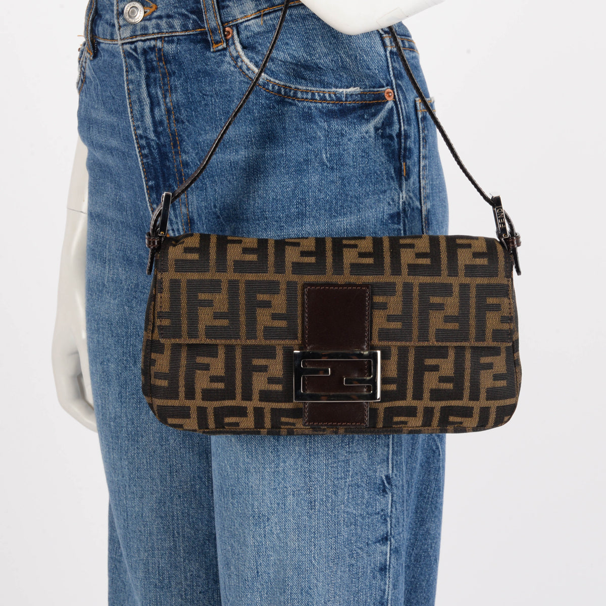 Fendi Tobacco Zucca Canvas Baguette Bag