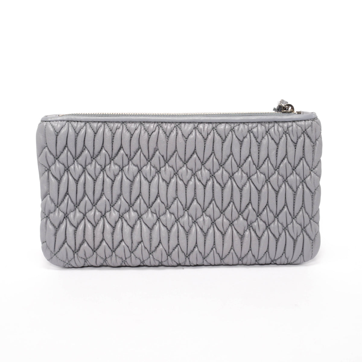 Miu Miu Dusty Blue Matelasse Small Wristlet