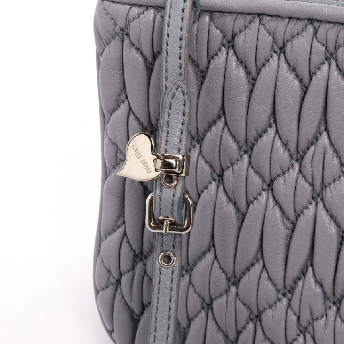 Miu Miu Dusty Blue Matelasse Small Wristlet