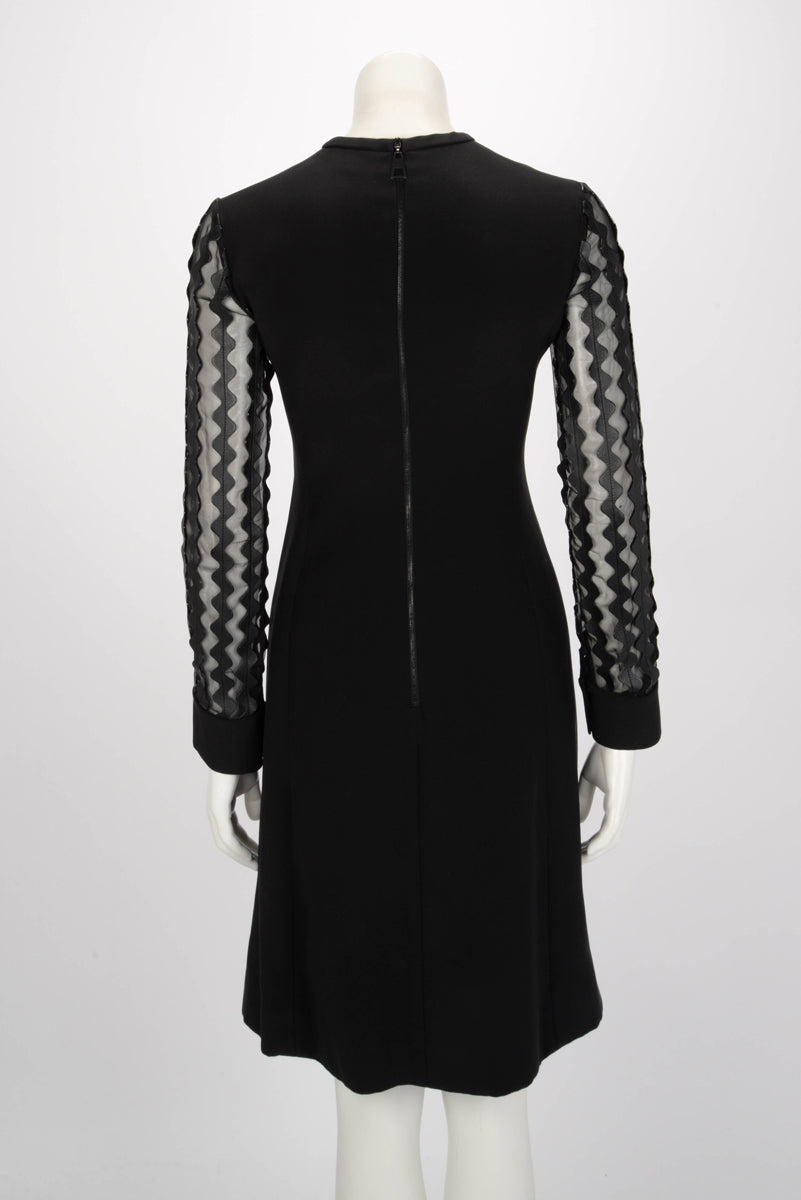 Louis Vuitton Black Silk & Leather Ric Rac Dress FR 34