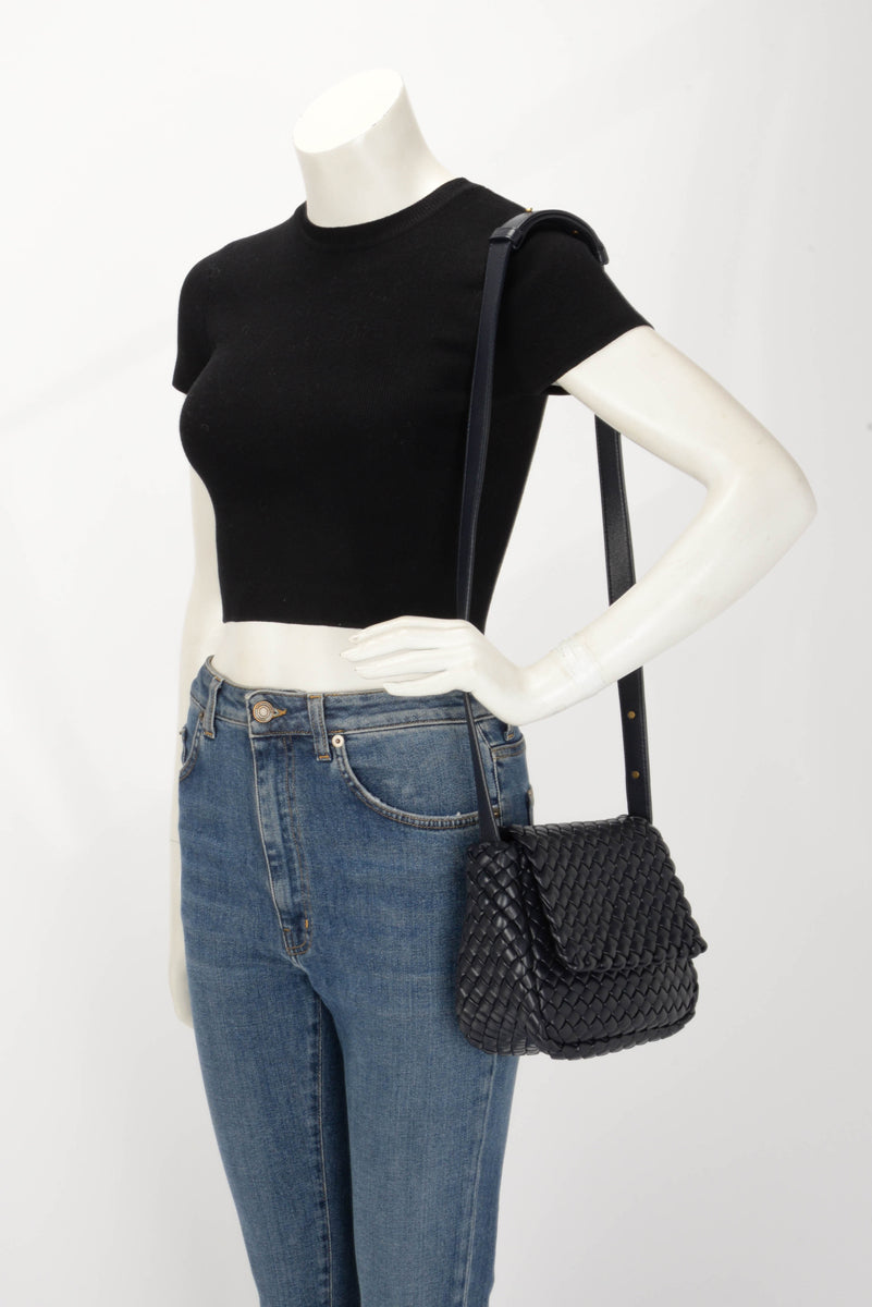 Bottega Veneta Navy Intrecciato Small Cobble Bag