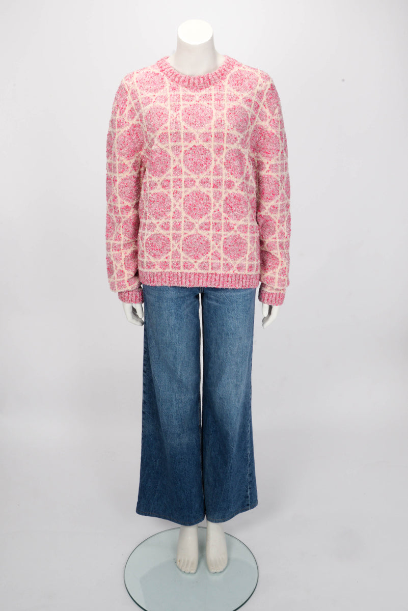 Dior Pink Cashmere Cannage Sweater L