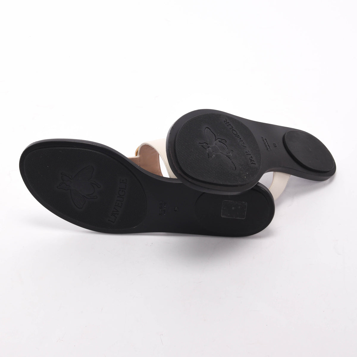 Gucci Off White Calfskin Double G Thong Sandals 40