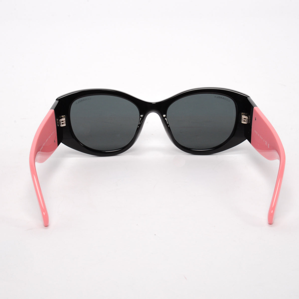 Chanel Black & Pink Acetate CC Oval Sunglasses