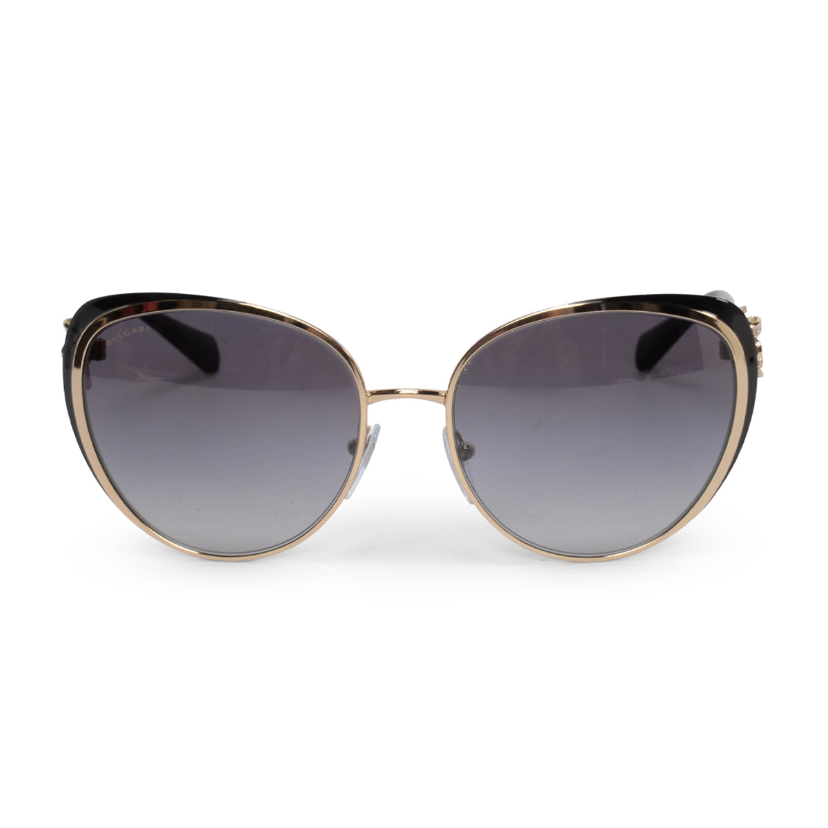 Bulgari Gold & Black Crystal Flower Cat Eye Sunglasses