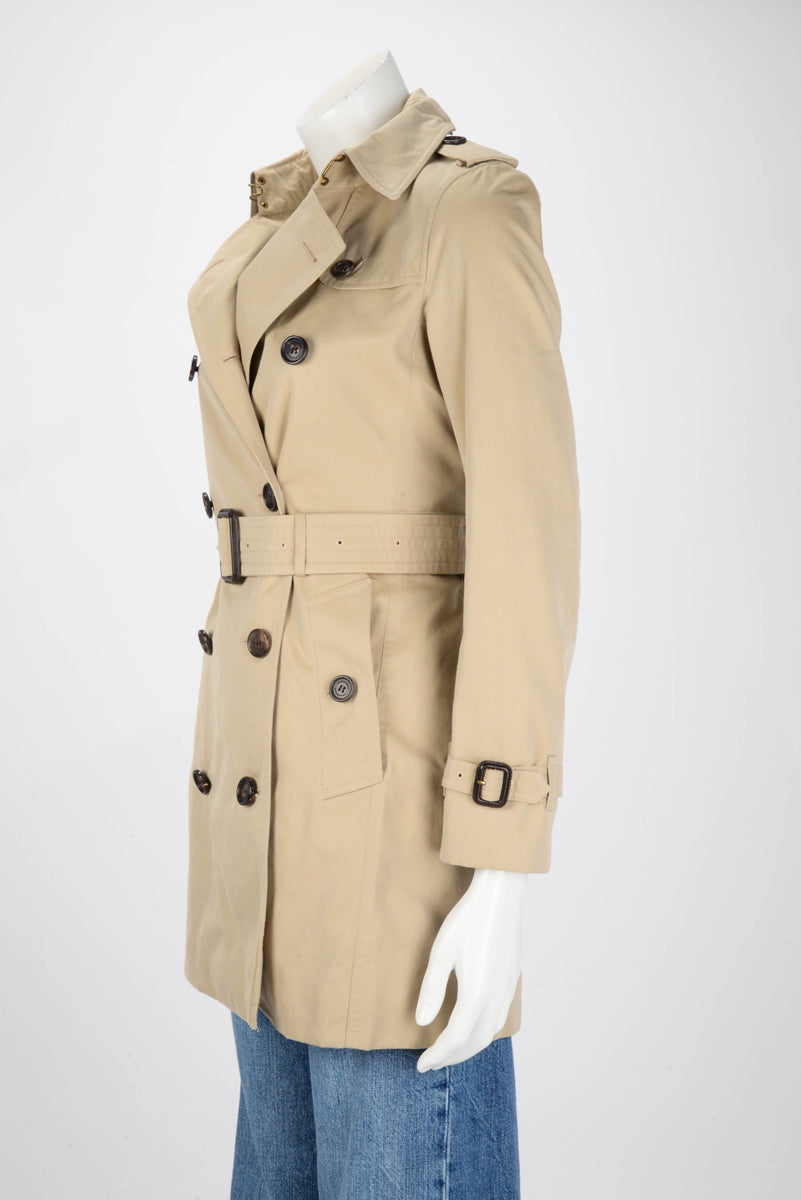 Burberry Beige Cotton Medium Kensington Trench Coat UK 2