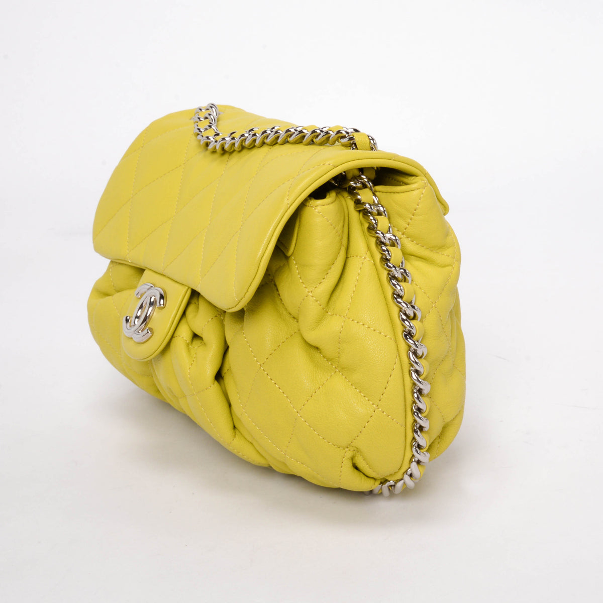 Chanel Chartreuse Washed Lambskin Chain Around Bag