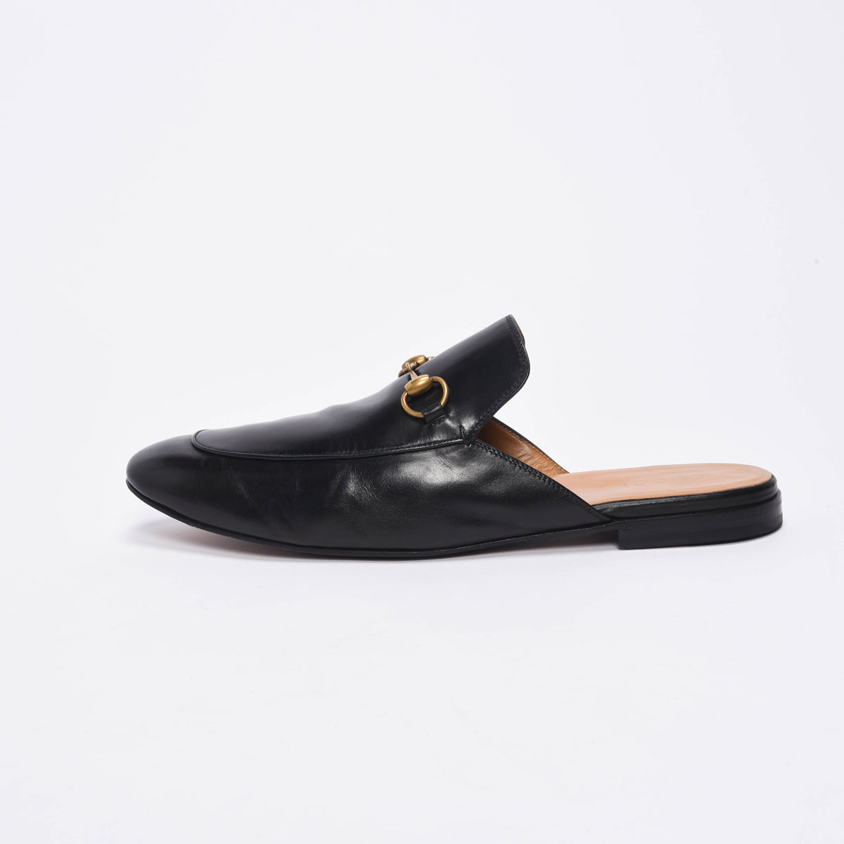 Gucci Black Leather Princetown Horesbit Slippers