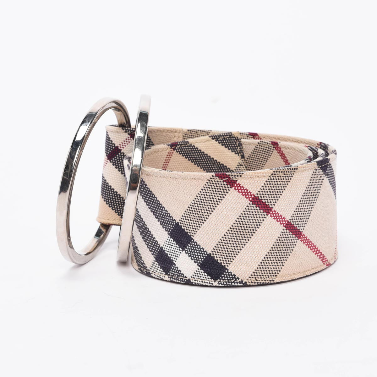 Burberry Beige Nova Check Canvas Ring Buckle Belt