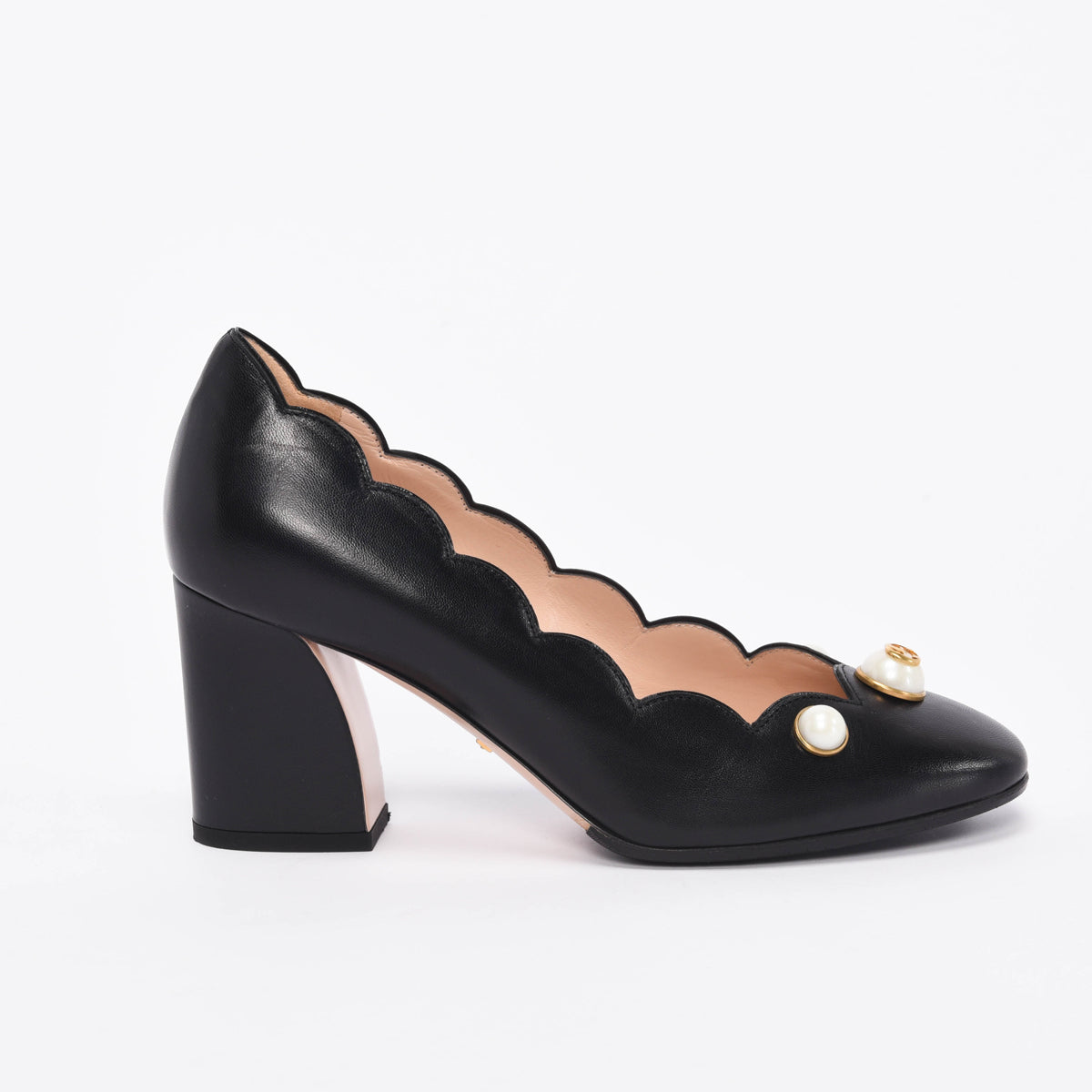 Gucci Black Pearl Embellished Willow Loafer Pumps 36