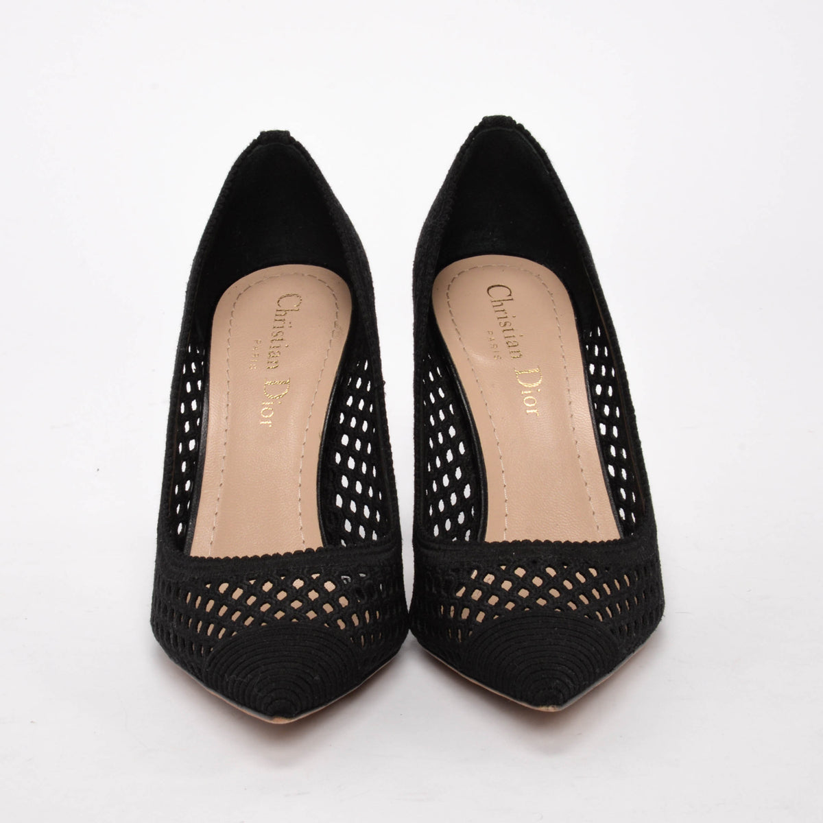 Dior Black Cotton Cannage Capture Pumps 36