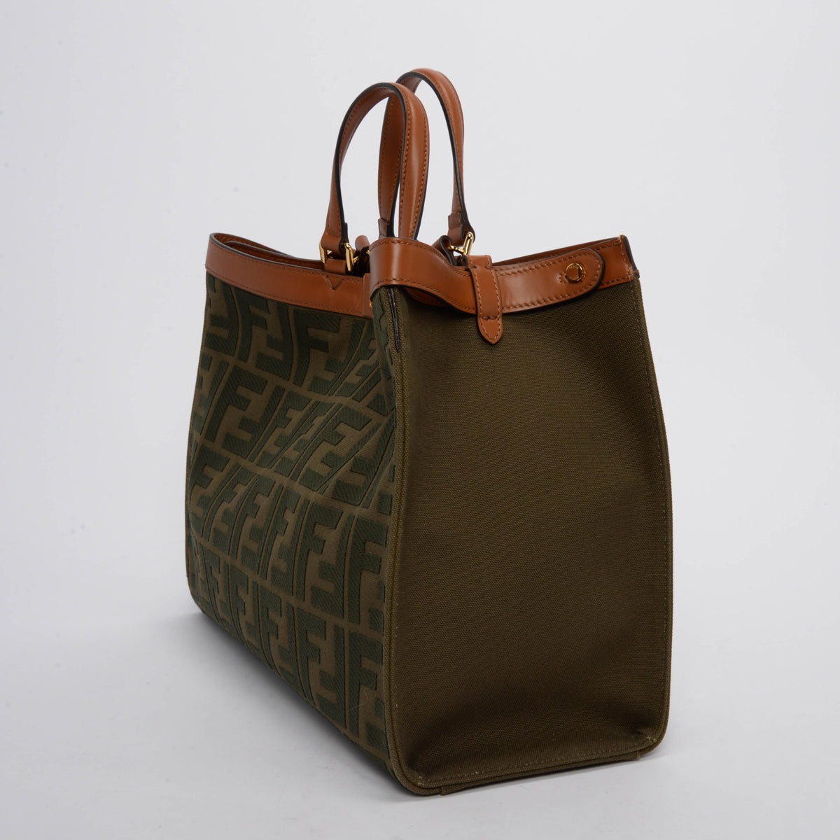 Fendi Khaki Canvas Medium Peekaboo X-Tote