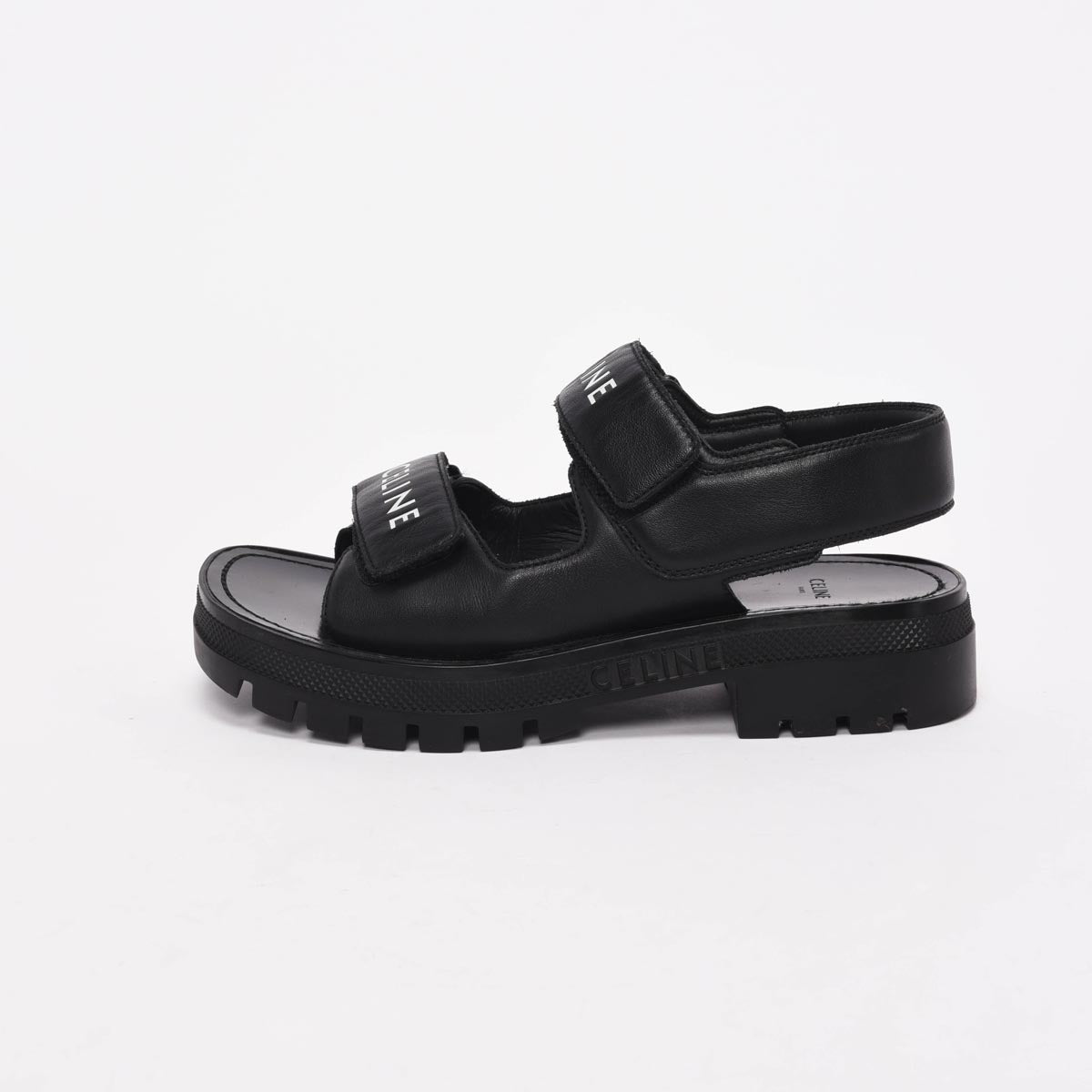 Celine Black Calfskin Leo Scratch Sandals 36