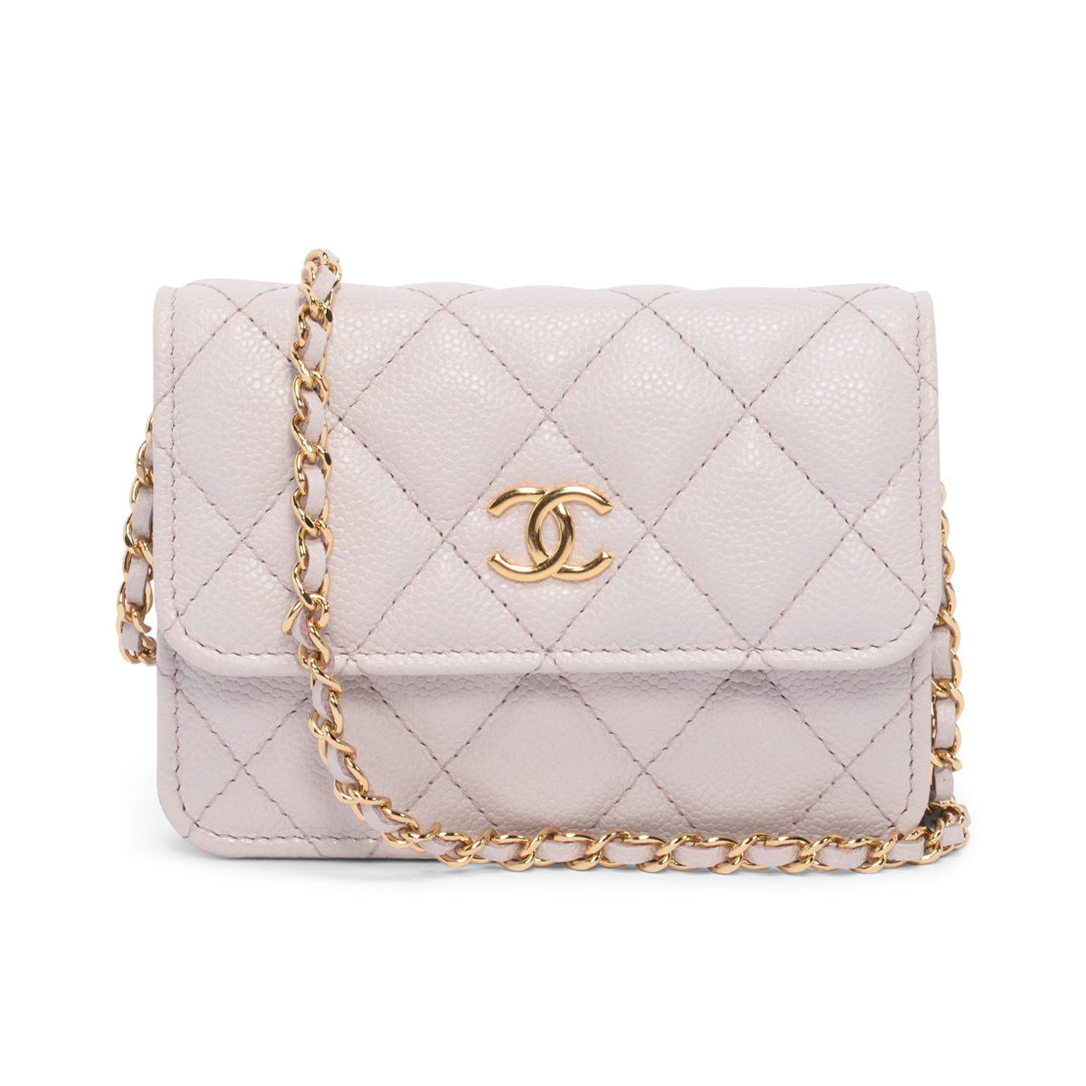 Chanel Light Purple Caviar Miss Coco Clutch With Chain