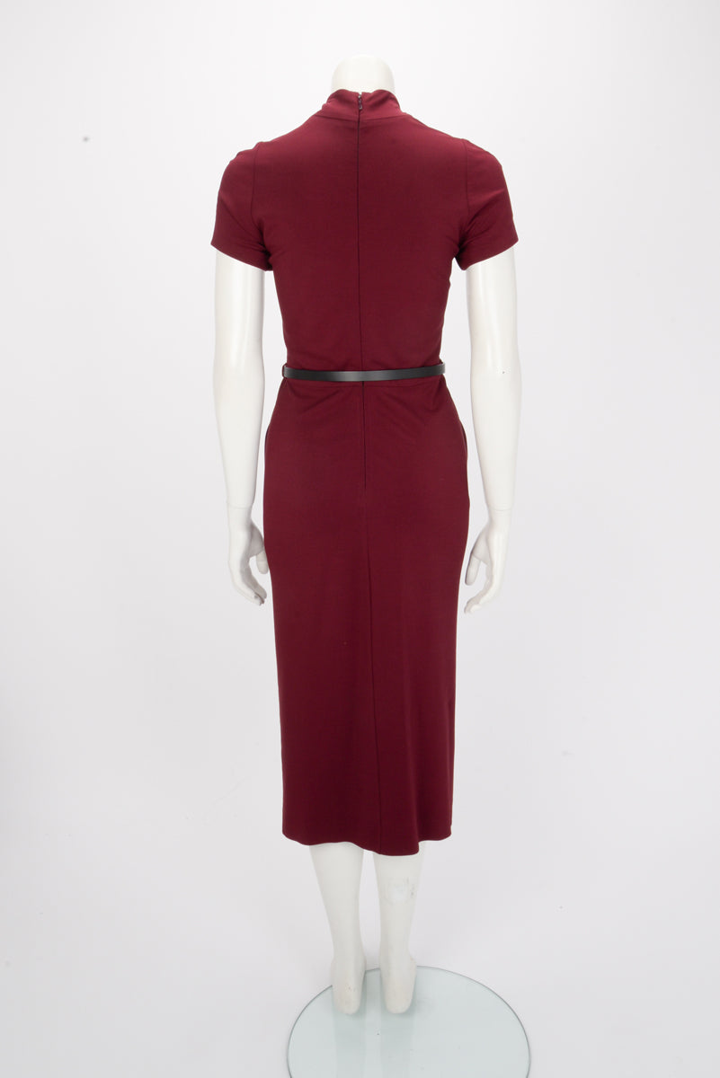 Gucci Wine Interlock Cap Sleeve Midi Dress M