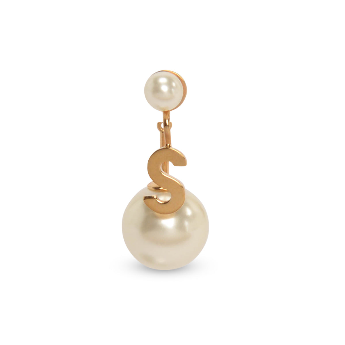 Dior Gold Tone Faux Pearl My ABCDior Tribales Letter S Single Earring