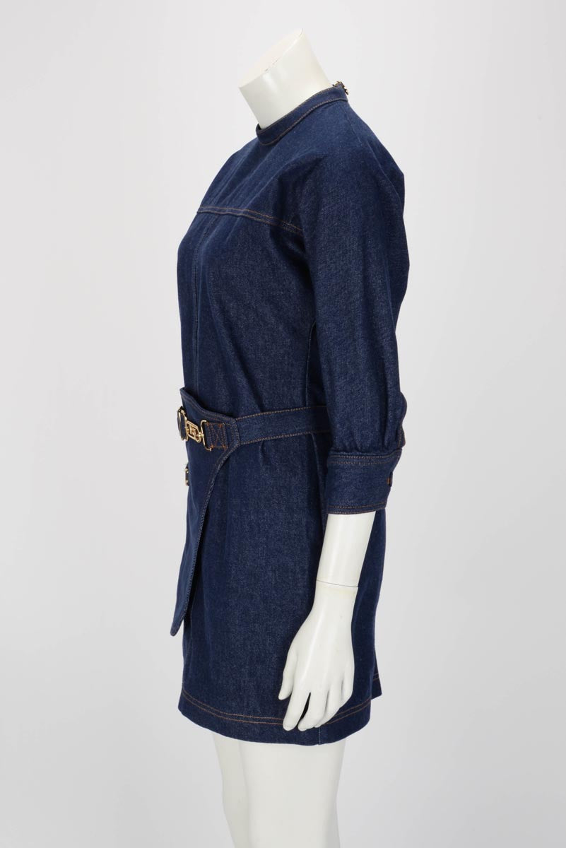 Fendi Dark Blue Denim Belt Bag Dress IT 40