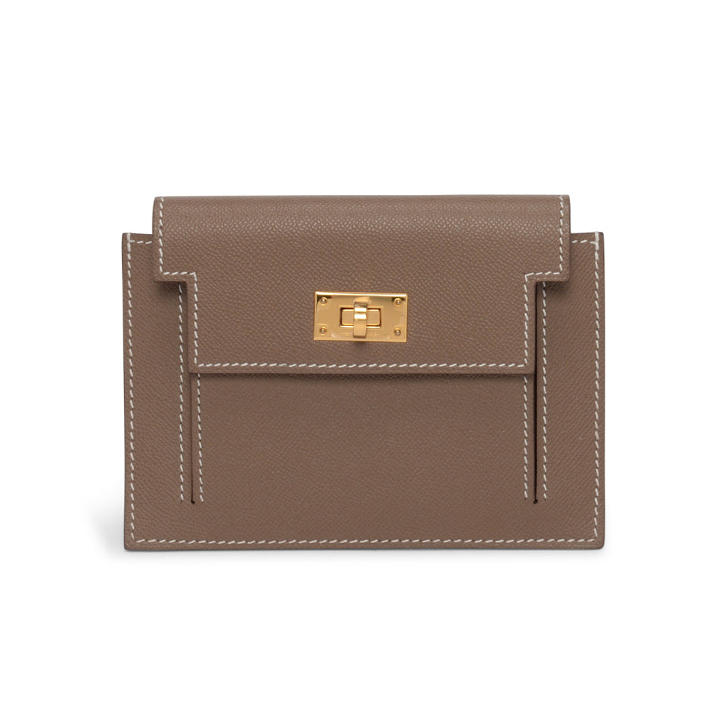 Hermes Etoupe Madame Calfskin Kelly Pocket Compact Wallet