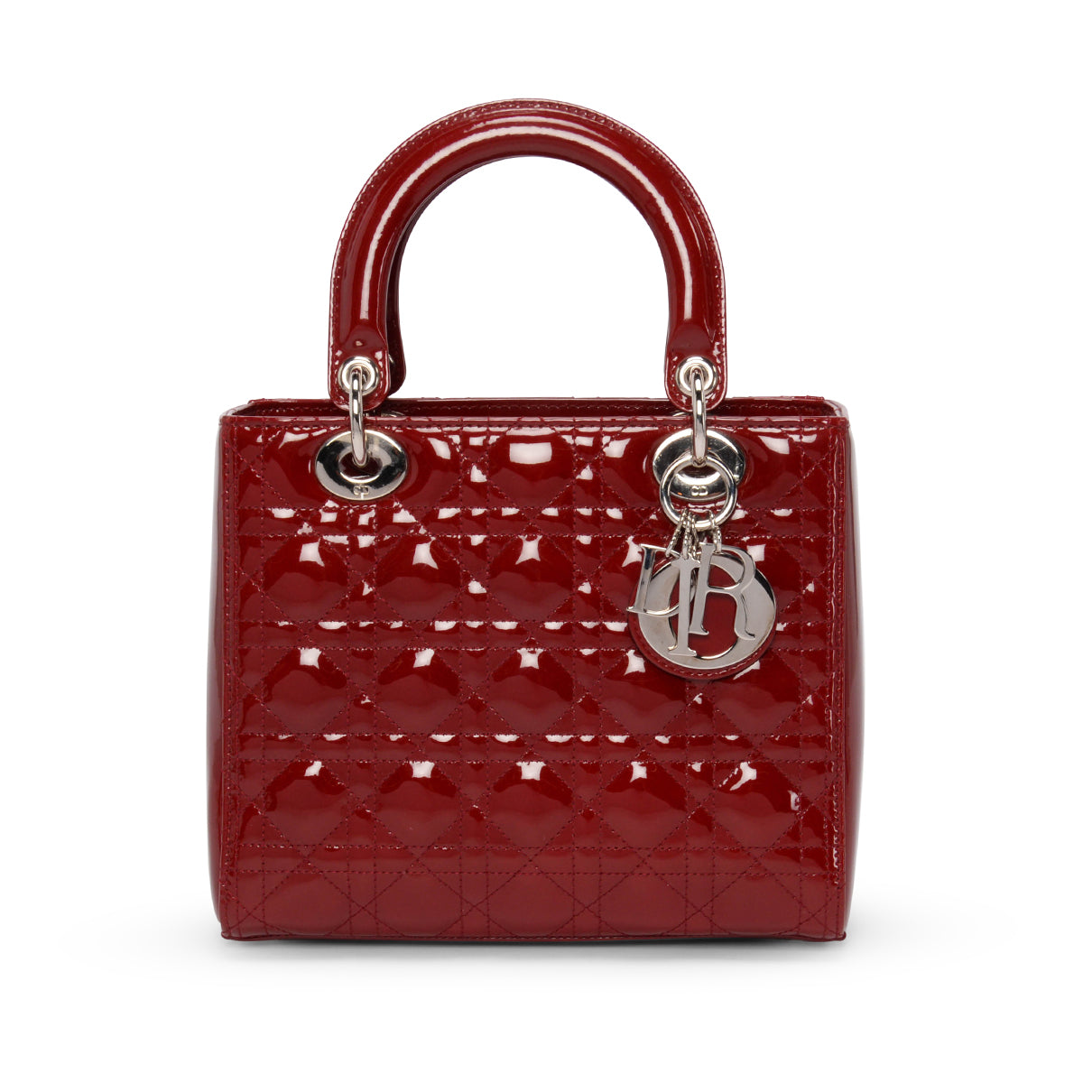 Dior Cherry Red Patent Cannage Medium Lady Dior Bag