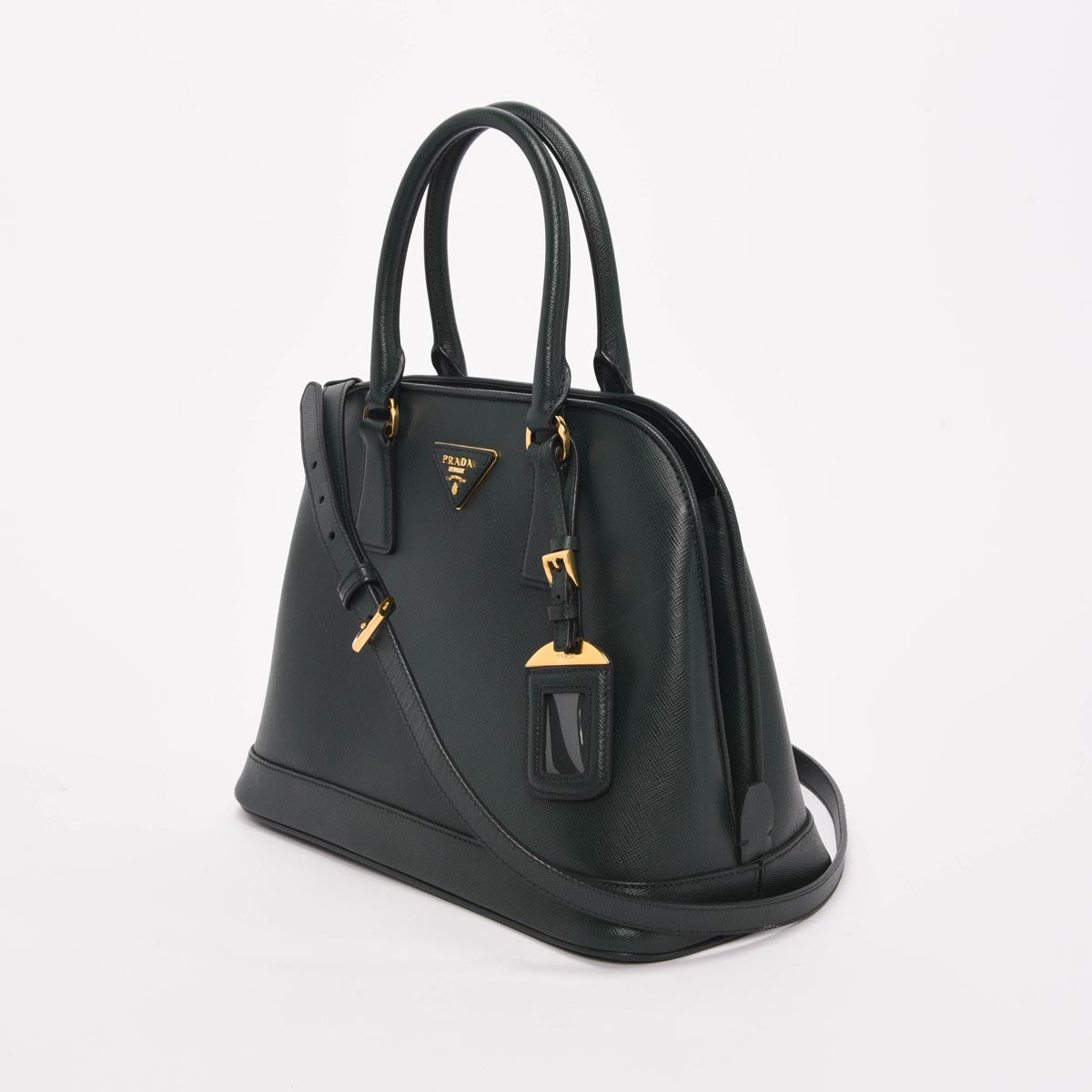 Prada Emerald Saffiano Lux Medium Promenade Bag