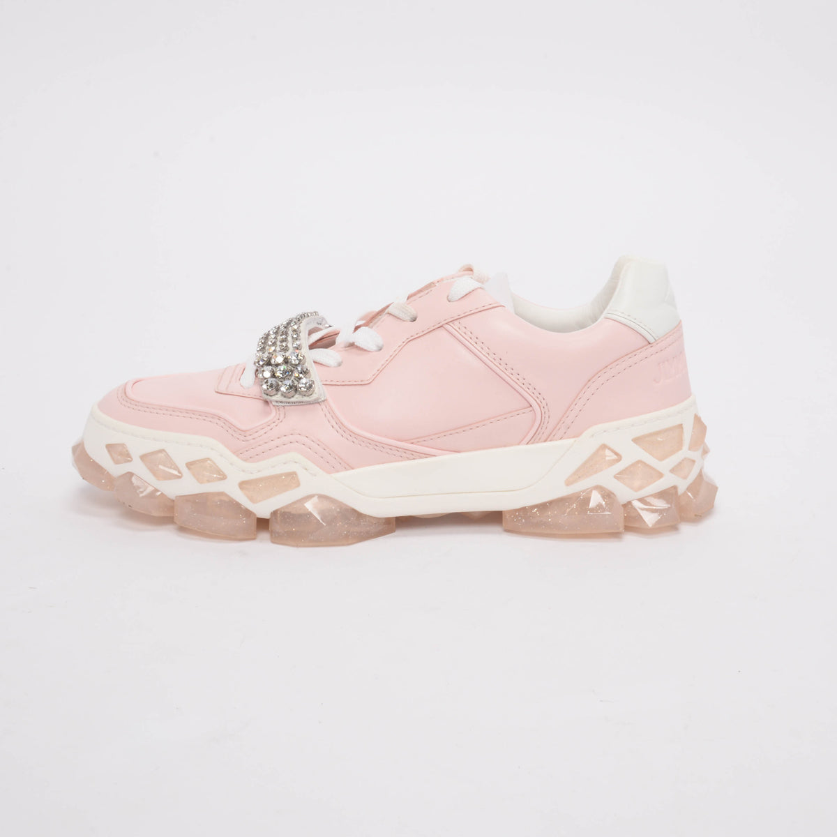 Jimmy Choo Pink Leather Diamond X/F Embellished Sneakers 40