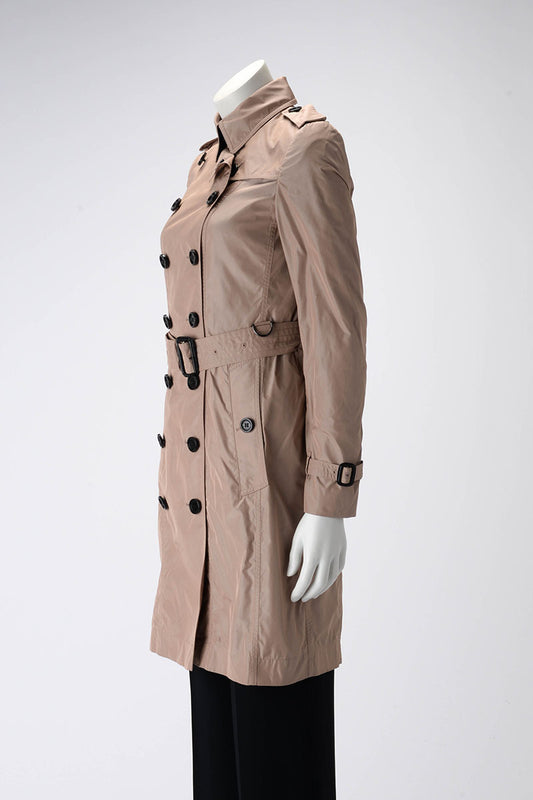 Burberry Dusty Pink Nylon Classic Trench Coat UK 6 - Blue Spinach