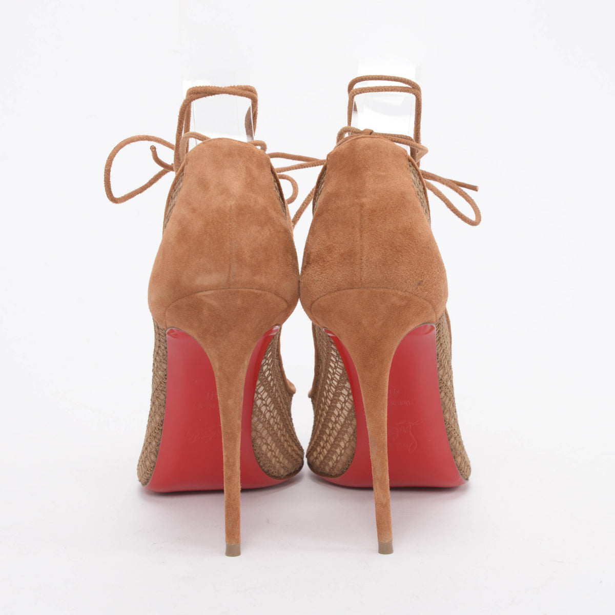 Christian Louboutin Biscotto Suede & Mesh Peropik 100 Pumps 40