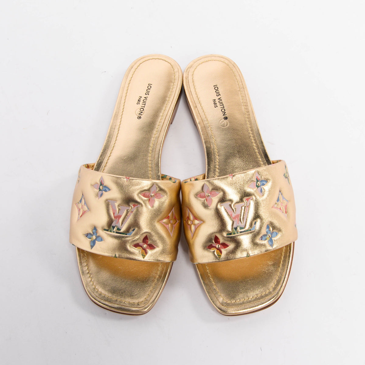 Louis Vuitton Gold Embossed Monogram Garden Revival Flats 36