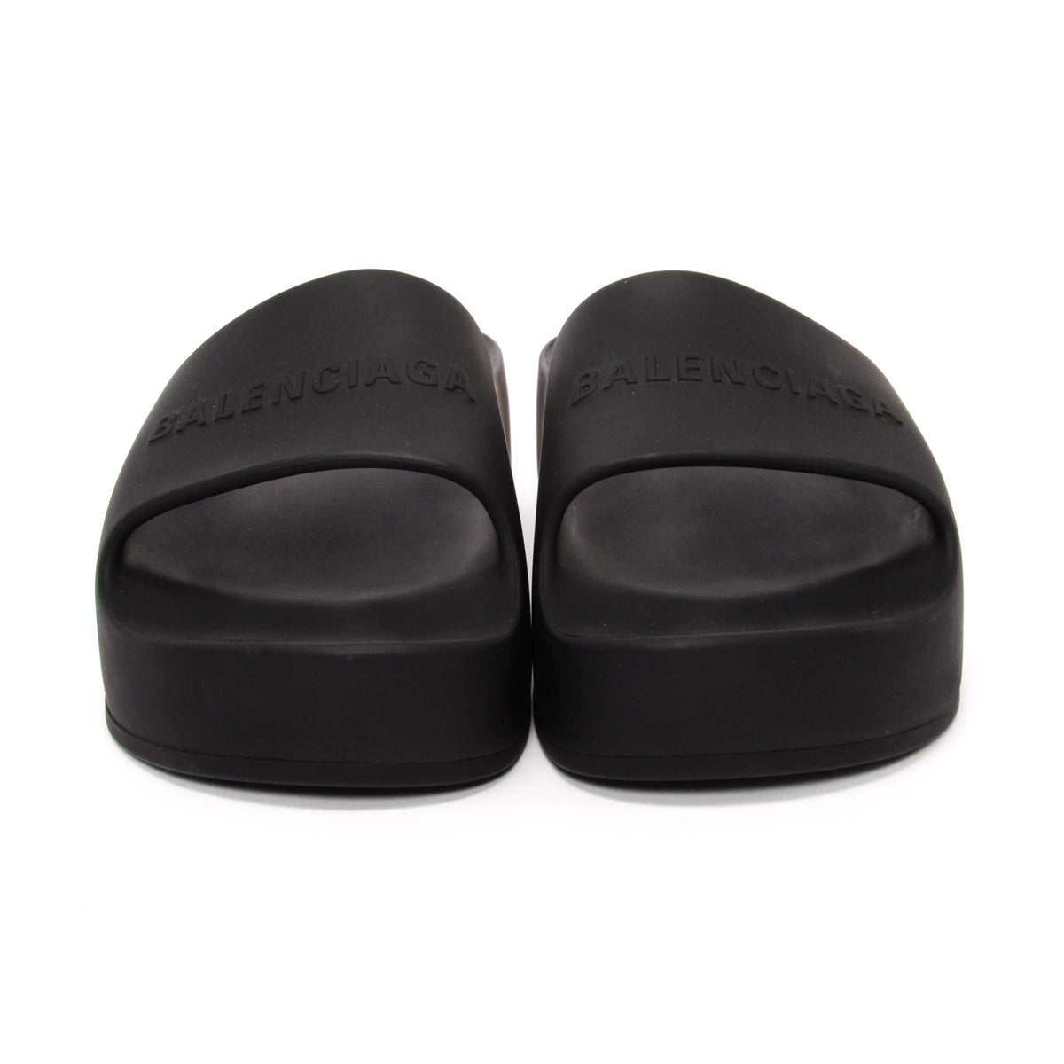 Balenciaga Black Rubber Chunky Logo Slides 38