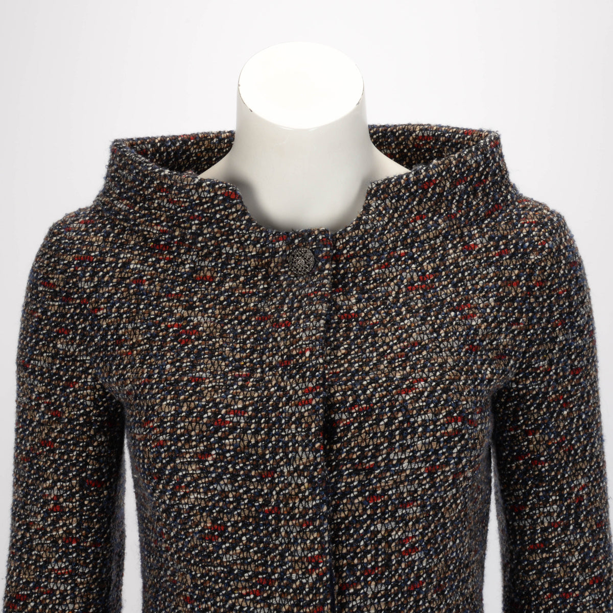 Chanel Multi Colour Fantasy Tweed High Collar Jacket FR 36