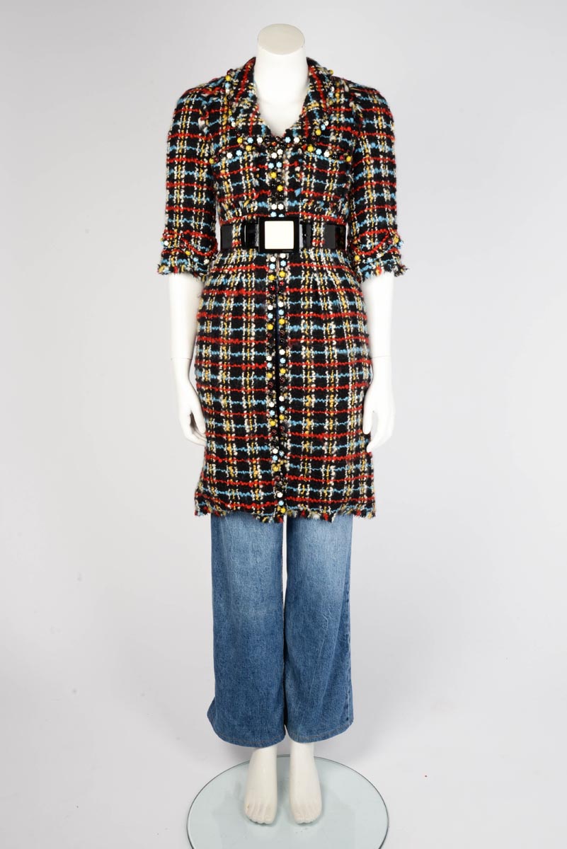 Chanel Multi Colour Wool Tweed Beaded Short Sleeve Coat FR 36