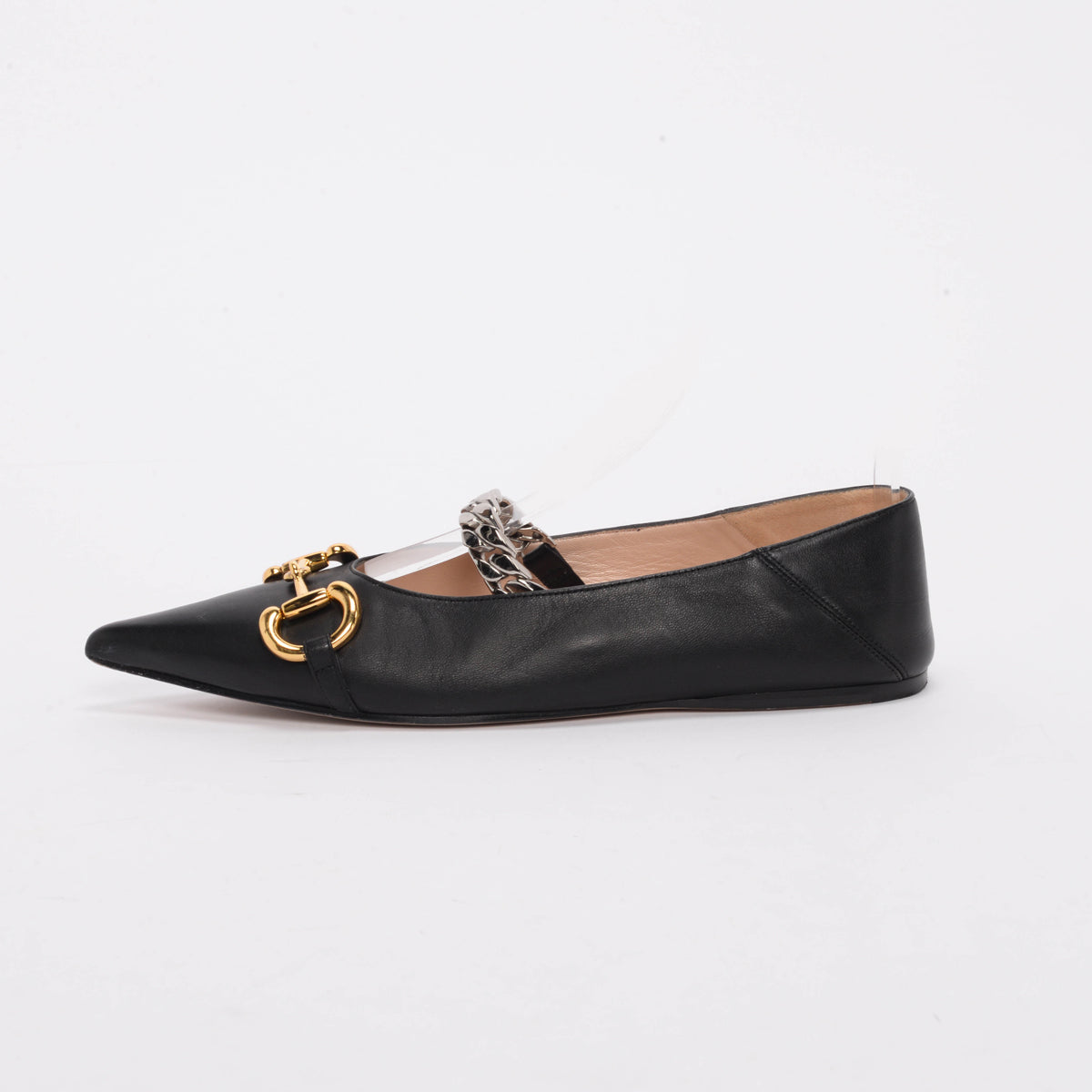 Gucci Black Calfskin Deva Horsebit Ballerina Flats 38