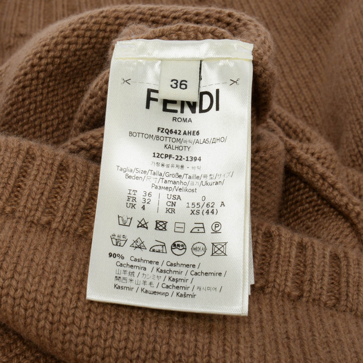 Fendi Brown Cashmere Karligraphy Embossed Cropped Sweater Set