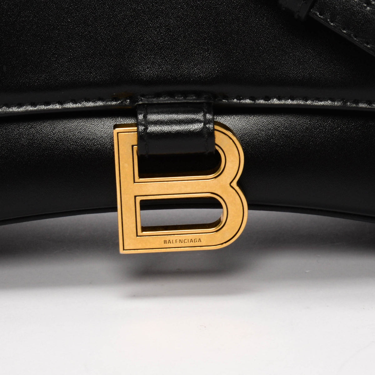 Balenciaga Black Shiny Box Calf Small Hourglass Bag