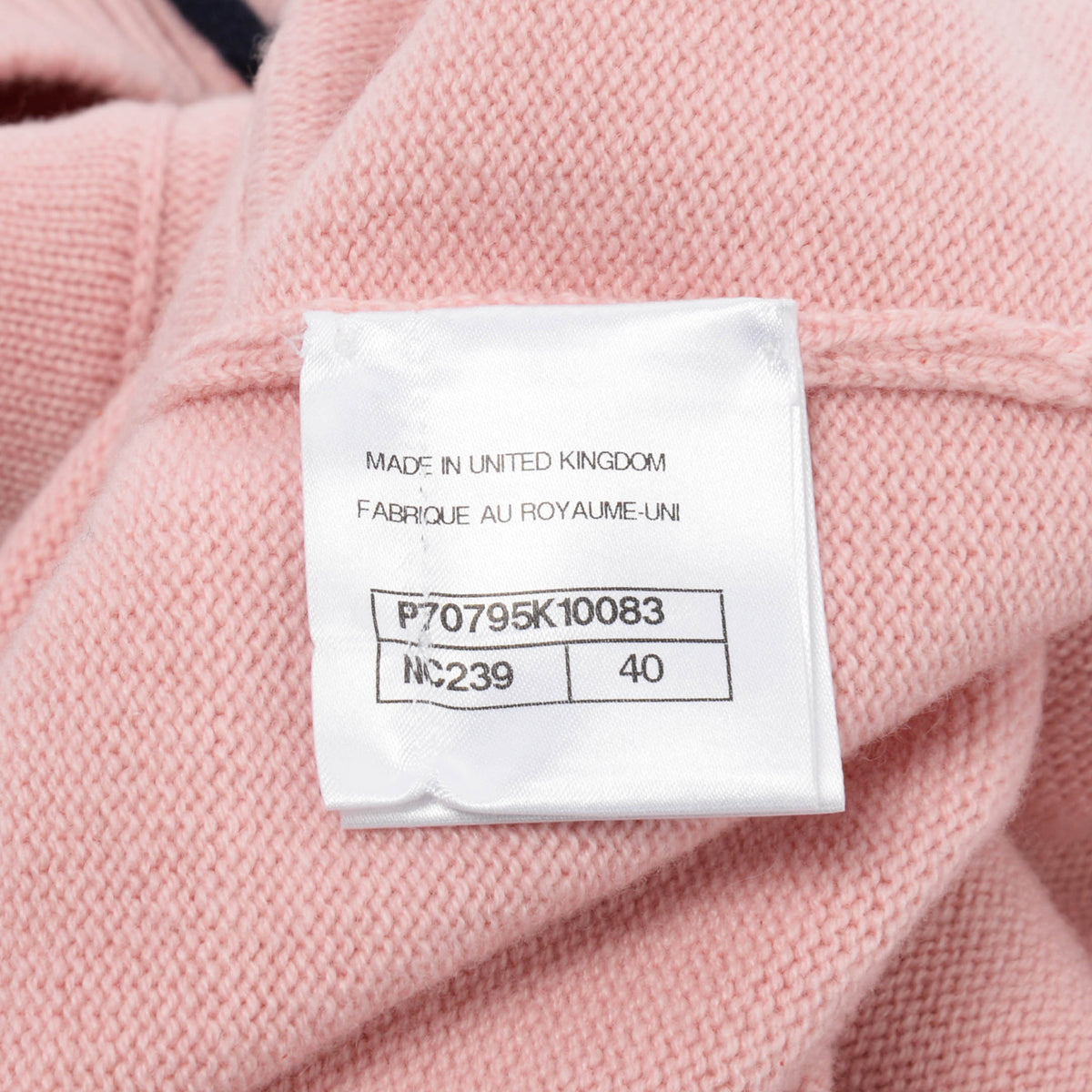 Chanel Pink & Navy Cashmere Knit Belted Long Sleeve Dress FR 40