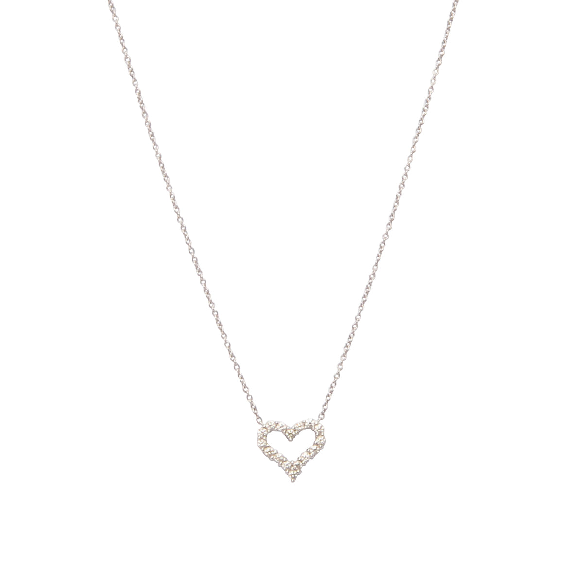 Tiffany & Co 18k White Gold Mini Diamond Heart Pendant