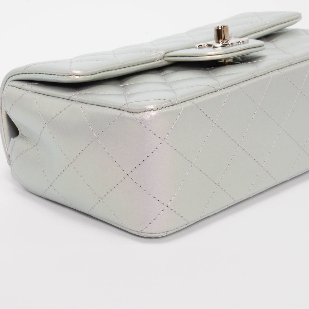 Chanel Purple Iridescent Calfskin Mini Rectangular Flap Bag