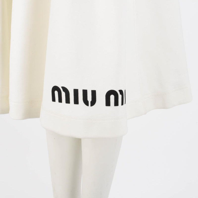 Miu Miu Cream Cotton Fleece Midi Skirt S - Blue Spinach