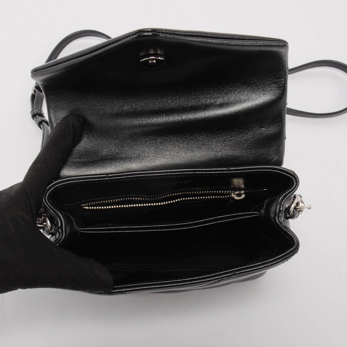 Saint Laurent Black Quilted Calfskin Toy Loulou Mini Bag